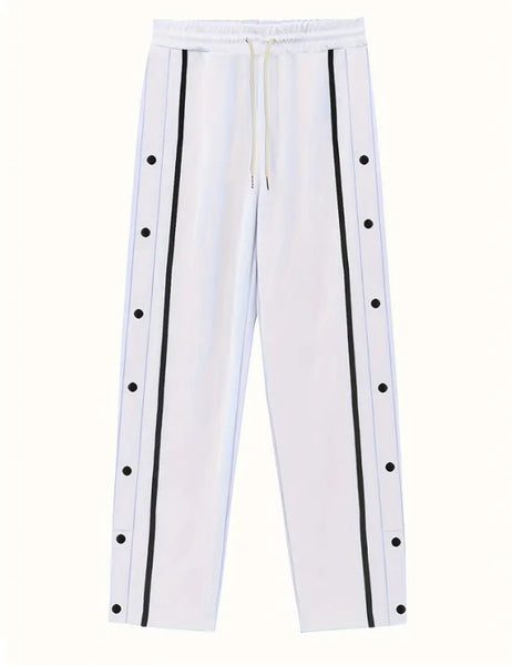 Maryam’s Essential Casual Sporty Straight Leg Drawstring Pants with Snap Buttons