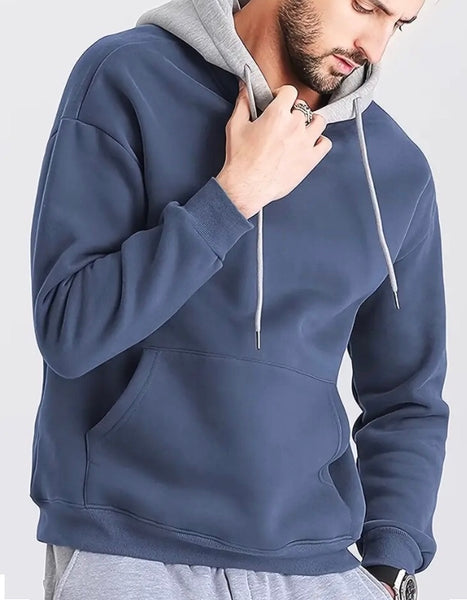 Maryam’s Essential Men Casual Contrast Colour Hoody Long Sleeves Pocket Pullover Sweatshirt