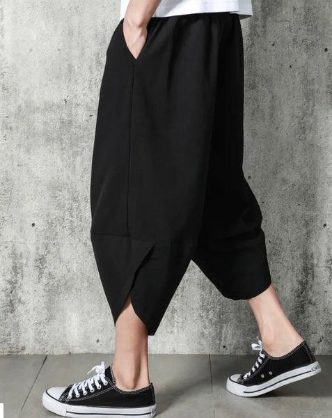 Maryam’s Essential Luxury Vintage Drawstring Wide Leg Cropped Harem Trouser