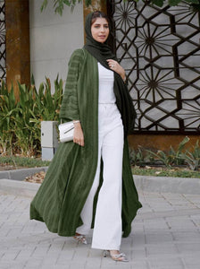 Maryam’s Essential Luxurious Vintage Inspired Long Sleeves Maxi Open Front Cover Up Abaya