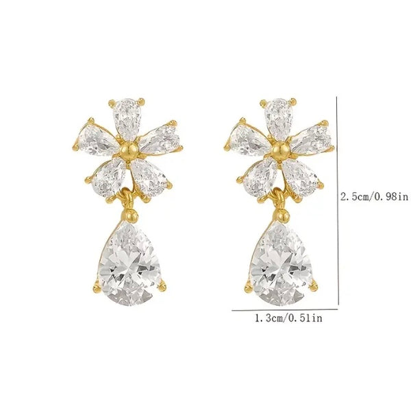 Maryam’s Essential Luxury Flower Water Drop Dangle Stud Earrings