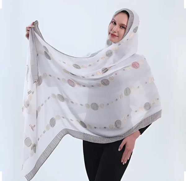 Maryam's Essential Printed Cotton Viscose Tassels Hijab Scarf