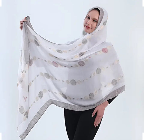 Maryam's Essential Printed Cotton Viscose Tassels Hijab Scarf