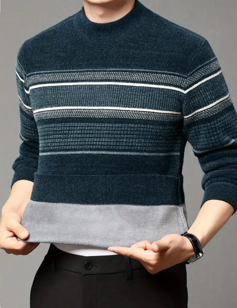 Maryam’s Essential Men Casual Geometric Knit Crew Neck Pullover Sweater