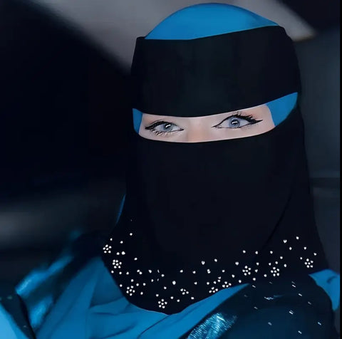 Maryam’s Essential Diamanté Thin Breathable Chiffon Niqab Veil Headscarf