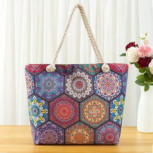 Maryam’s Essential Nylon Polyester Floral Pattern Beach Tote Bag