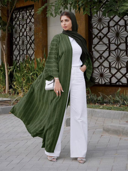 Maryam’s Essential Luxurious Vintage Inspired Long Sleeves Maxi Open Front Cover Up Abaya