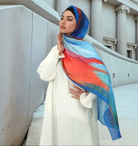 Maryam's Essential Premium Abstract Digitally Printed Chiffon Hijab
