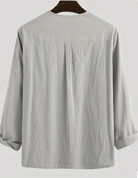 Maryam’s Essential Breathable Drawstring Lace Up Long Sleeves Cotton Linen Top Tank