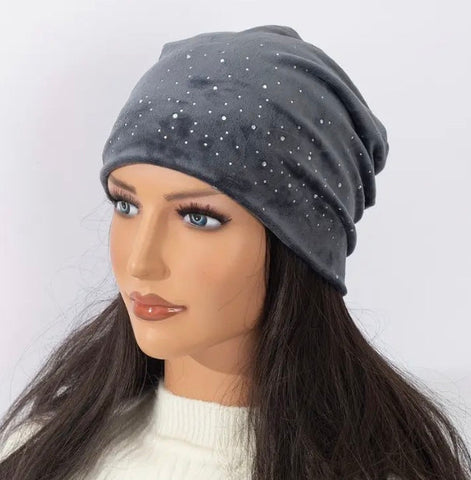Maryam’s Essential Velvet Diamanté Stretchy Cute Hat
