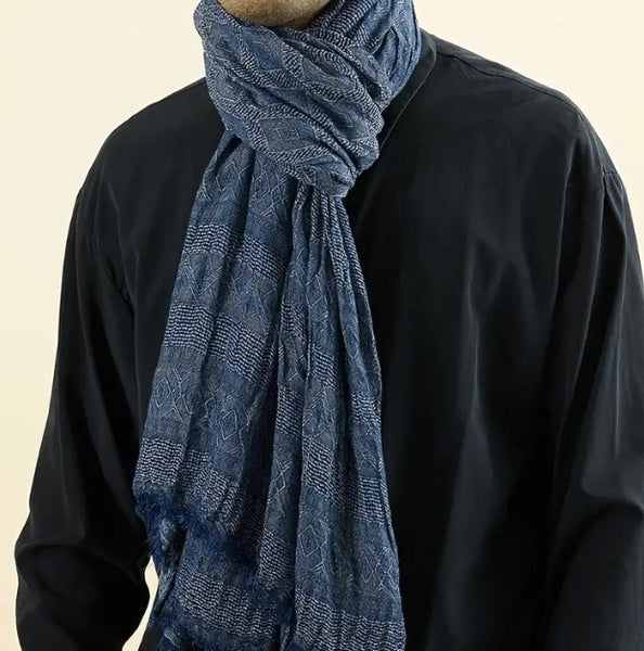 Maryam’s Essential Luxury Men’s Stripe Plaid Durable Cotton Viscose Perfect Scarf for all Weather