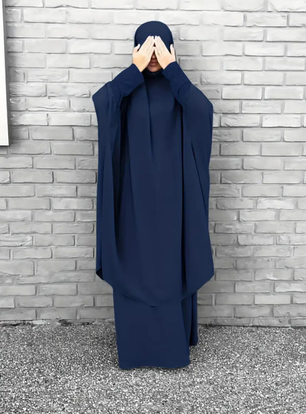 Maryam's Essential Two Piece Long Sleeves Khimar with Skirt Set