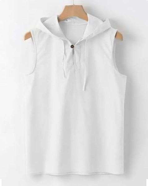 Maryam’s Essential Breathable Hoodie Drawstring Sleeveless Cotton Top Tank