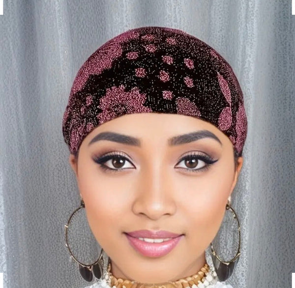 Maryam's Diamond Style Floral Print Chemo, Turban Head Cap