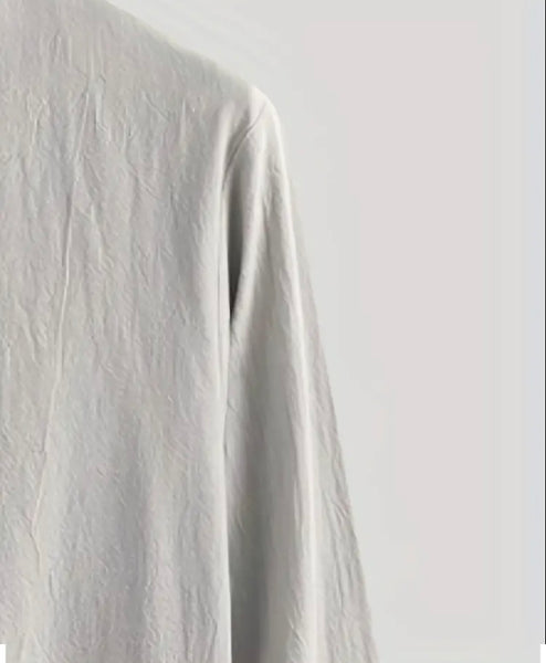 Maryam’s Essential Breathable Drawstring Lace Up Long Sleeves Cotton Linen Top Tank