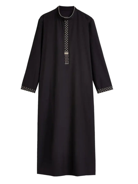 Maryam’s Essential Arab Men Geometric Pattern StandUp Collar Long Sleeves Kaftan