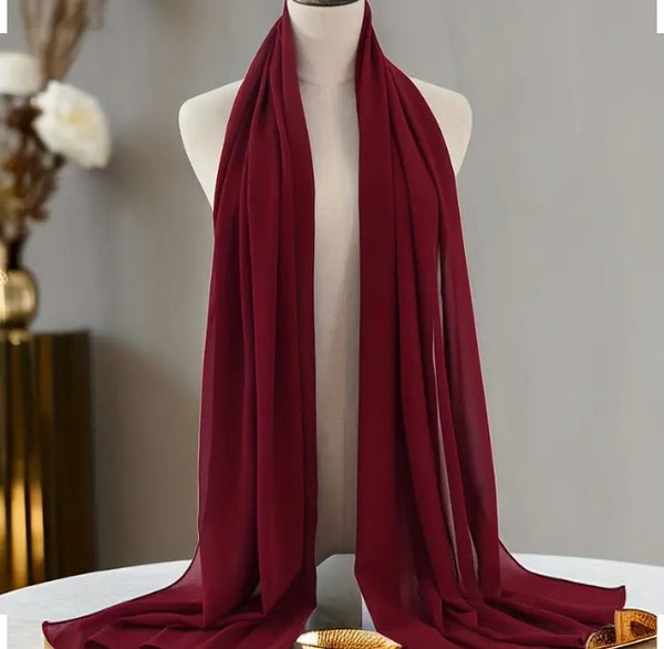 Maryam's Diamond Style Extra Large Plain Premium Chiffon Scarf/Hijab