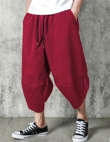 Maryam’s Essential Luxury Vintage Drawstring Wide Leg Cropped Harem Trouser