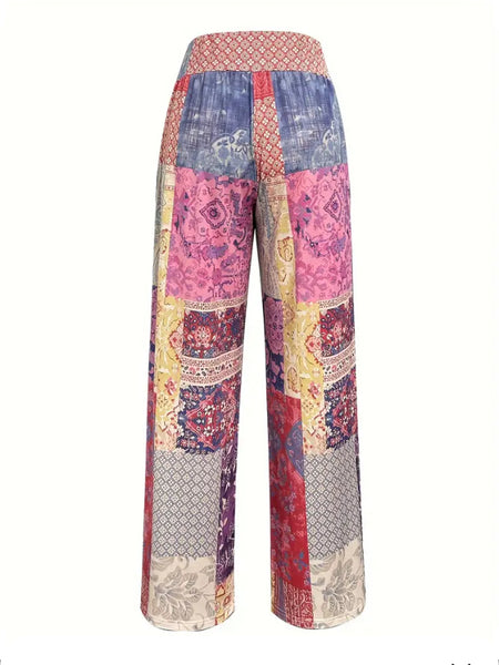 Maryam’s Essential Patchwork Print High Waist Wide Leg Loose Pants