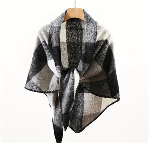 Maryam’s Essential Luxury Triangular Geometric Plaid Cashmere Scarf