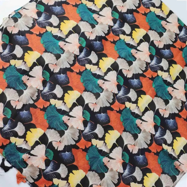 Maryam's Essential Floral Printed Cotton Viscose Tassels Hijab