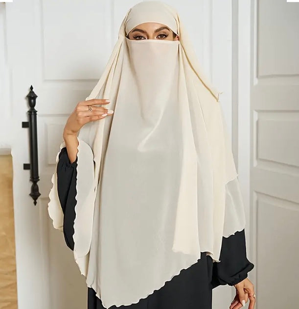 Maryam’s Essential Luxury Plain Layered Khimar Hijab