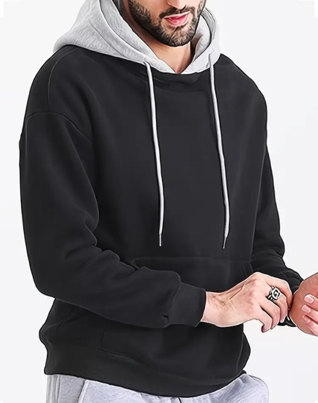 Maryam’s Essential Men Casual Contrast Colour Hoody Long Sleeves Pocket Pullover Sweatshirt