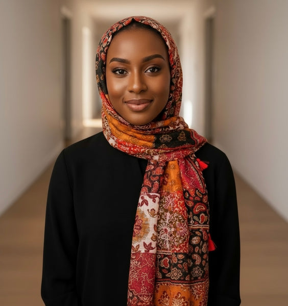 Maryam's Essential Luxury Printed Cotton Viscose Tassels Hijab