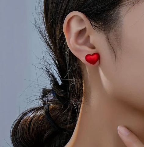 Maryam’s Essential Exquisite Red Heart Shaped Stud Earrings