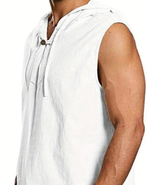Maryam’s Essential Breathable Hoodie Drawstring Sleeveless Cotton Top Tank