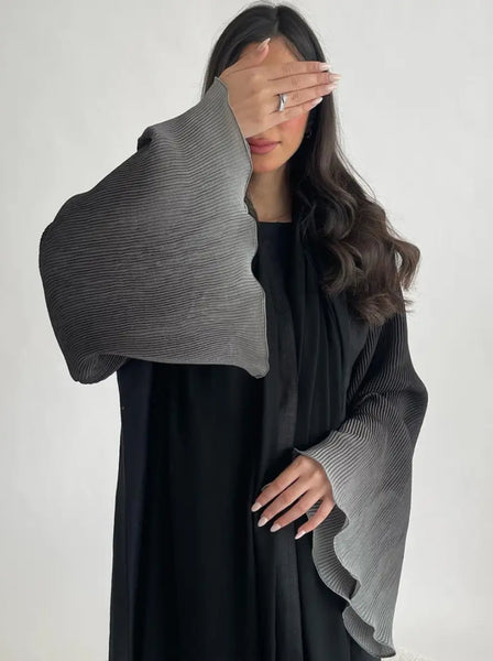 Maryam’s Essential Luxury Tie-Dye Hem Long Bell Sleeves Maxi Abaya Dress