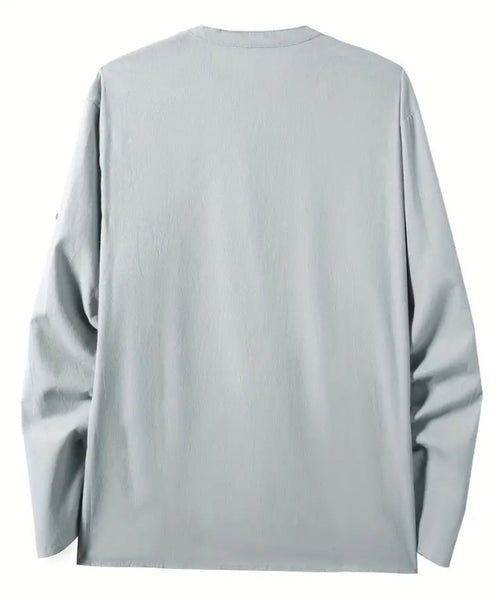 Maryam’s Essential Breathable Button Long Sleeves Cotton Linen Top Tank