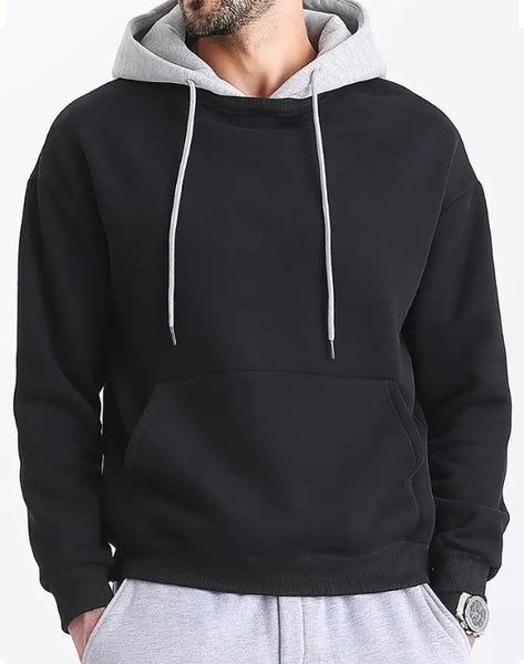 Maryam’s Essential Men Casual Contrast Colour Hoody Long Sleeves Pocket Pullover Sweatshirt