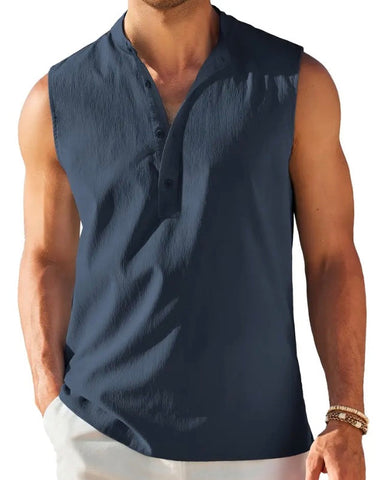 Maryam’s Essential Breathable Button Sleeveless Cotton Top Tank