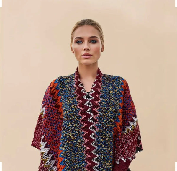 Maryam’s Essential Luxury Vintage Knit Poncho with Tassels
