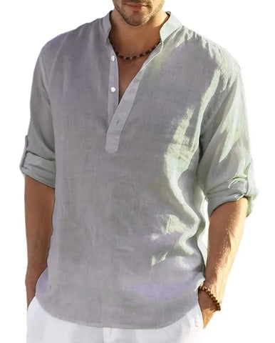 Maryam’s Essential Breathable Button Long Sleeves Cotton Linen Top Tank
