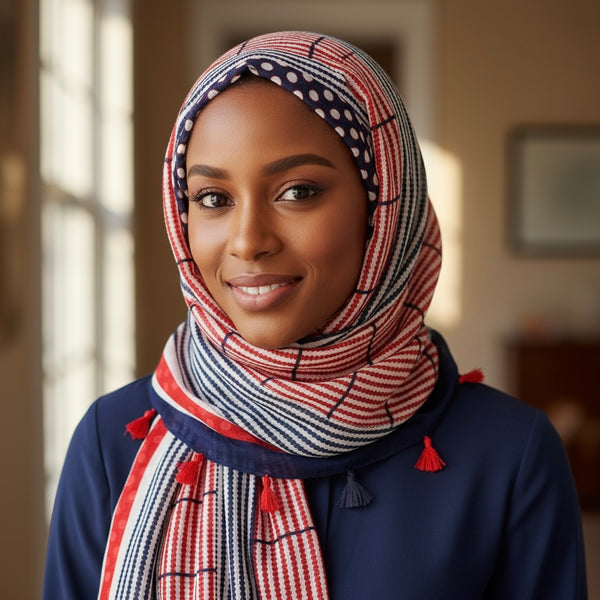 Maryam's Essential Dotted Print Cotton Polyester Tassels Hijab