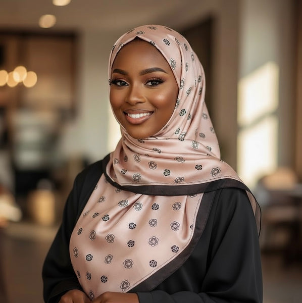 Maryam's Essential Luxury Floral Silk Satin Soft Floral Print Arab Shawl/Hijab