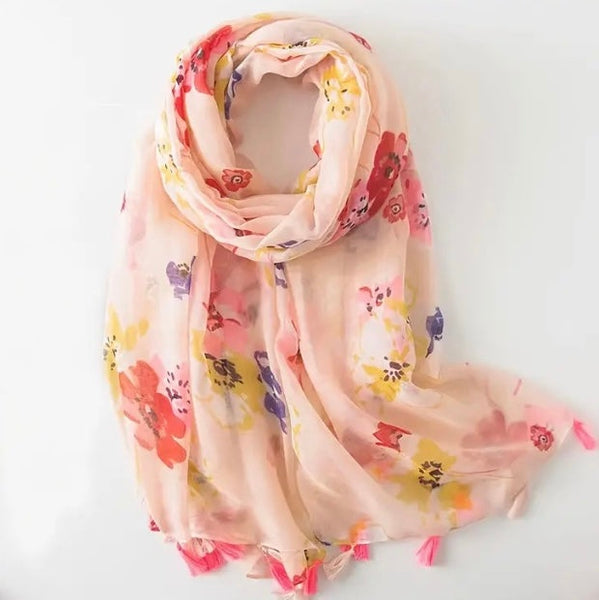 Maryam's Essential Printed Cotton Viscose Tassels Hijab