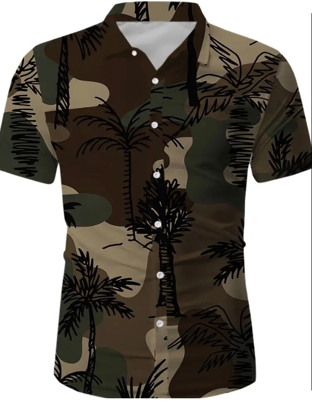 Maryam’s Essential Camouflage Pattern Men’s Short Sleeves Button Down Shirt