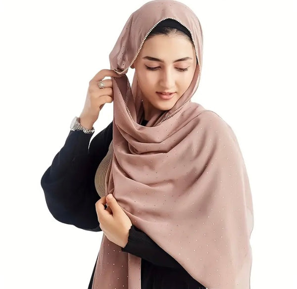 Maryam’s Essential Diamanté Thin Breathable Chiffon Hijab Headscarf