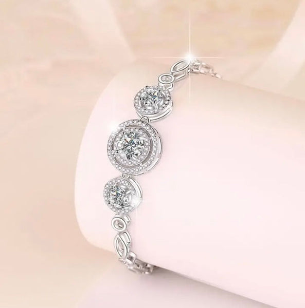 Maryam’s Essential Diamond Style 2 Carat Moissanite 925 Sterling Silver Round Bracelet with Certificate