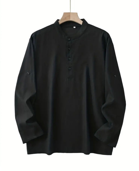 Maryam’s Essential Breathable Button Long Sleeves Cotton Linen Top Tank