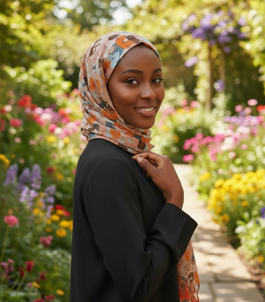 Maryam's Essential Cute Cat Print Cotton Viscose Tassels Hijab