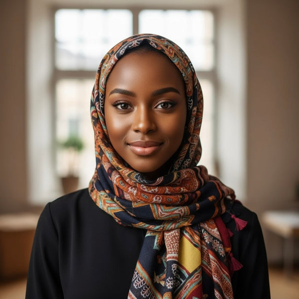 Maryam's Essential Printed Cotton Viscose Tassels Scarf/Hijab