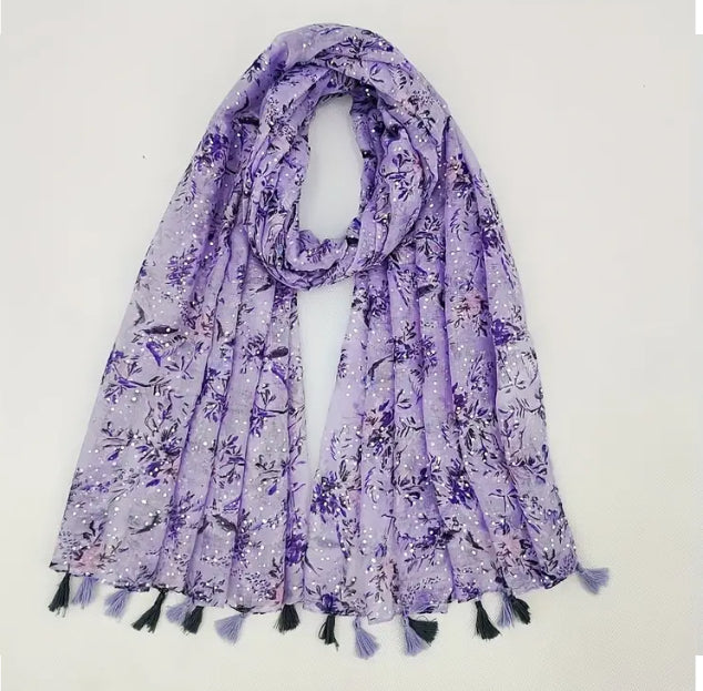 Maryam's Essential Printed Cotton Viscose Tassels Hijab/Shawl