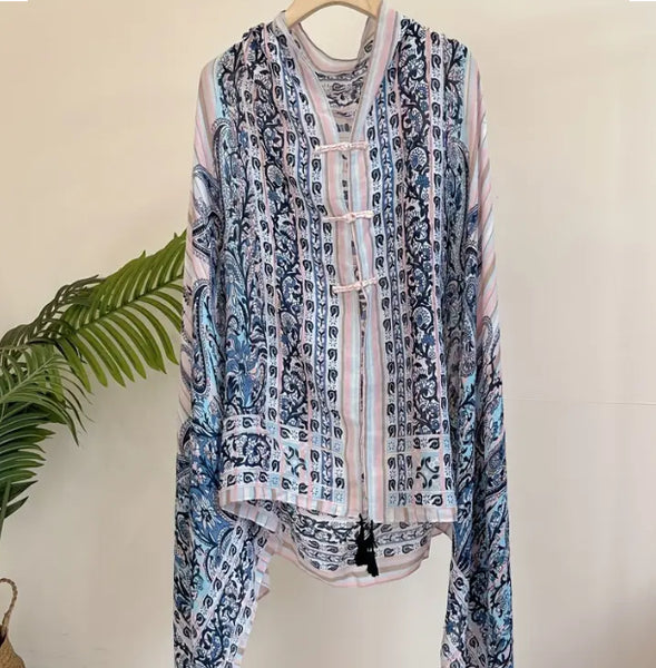 Maryam's Essential Printed Cotton Viscose Tassels Shawl