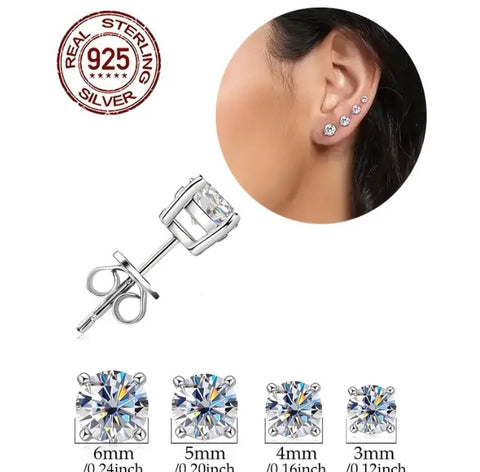 Maryam’s Essential 925 Sterling Silver Hypoallergenic Stud Earrings with Cubic