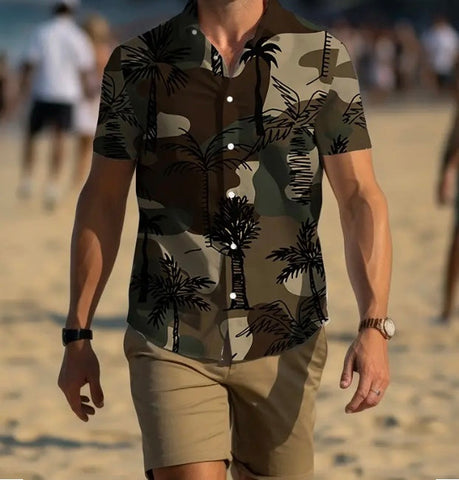 Maryam’s Essential Camouflage Pattern Men’s Short Sleeves Button Down Shirt