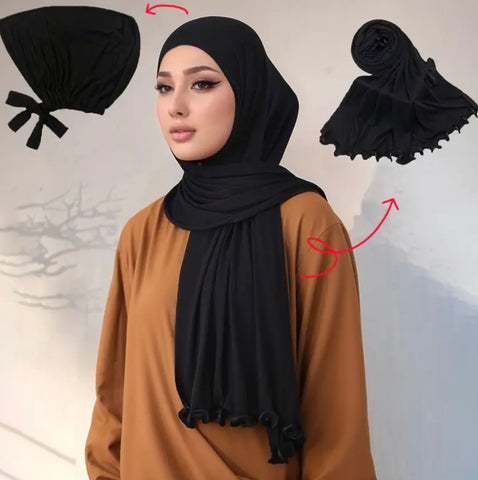Maryam’s Essential Luxury Rolled Edged Hijab & Inner Cap Set